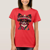 T-shirt Fiesta Papillon Chien portant Sombrero et Sarape (Devant)
