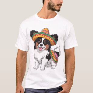 T-shirt Fiesta Papillon Chien portant Sombrero et Sarape