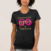 T-shirt Fiftieth Birthday Custom Name 50 and Fabulous  (Devant)