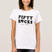 T-shirt Fifty Rocks Guitar Pick 50th Birthday Party (Devant)