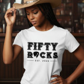 T-shirt Fifty Rocks Guitar Pick 50th Birthday Party