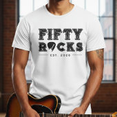 T-shirt Fifty Rocks Guitar Pick 50th Birthday Party