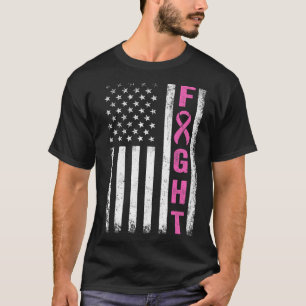 T-shirt Fight Breast Survivor American Flag Cancer du sein