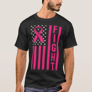 T-shirt Fight Breast Warrier American Flag Cancer du sein 