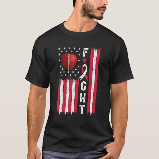 T-shirt Fight Heart Disease Awareness US Flag CHD Warrior (Devant)