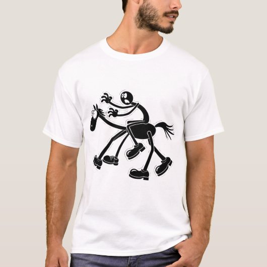 T-shirt Figure de bâton en Basket élégant frappant un pose (Devant)