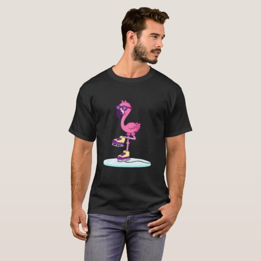 T-shirt Figure Patinage mignonne Flamant rose glace patina (Devant entier)