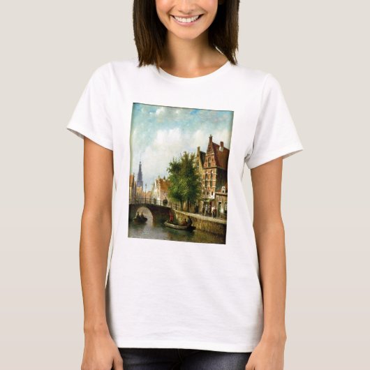 T-shirt Figures on a Canal, Amsterdam (oil on panel) (Devant)