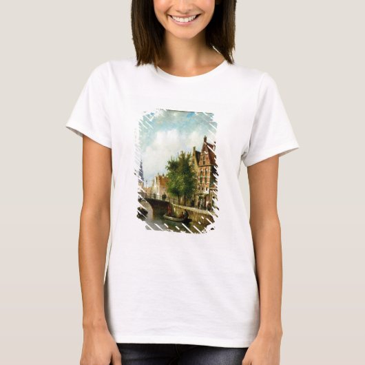T-shirt Figures on a Canal, Amsterdam (oil on panel) (Devant)