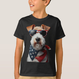 T-shirt Fil Fox Terrier Chien 4 juillet Américain Indépend