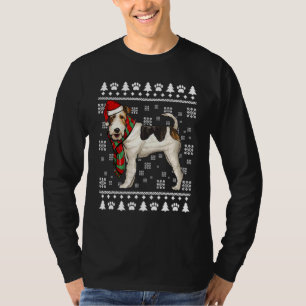 T-shirt Fil Fox Terrier Chien Santa Hat Noël moche Noël