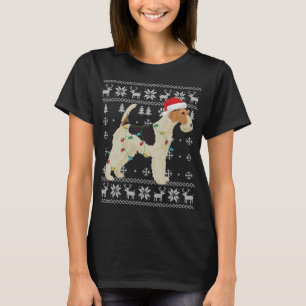 T-shirt Fil Fox Terrier Noël lumières laides Santa Hat D