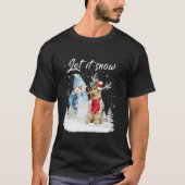 T-shirt Fil Fox Terrier Père Noël Chien Noël Snowman Noël  (Devant)