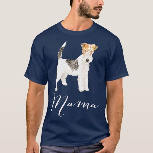 T-shirt Fil Hair Renard Terrier Chien Mama Chien Maman (Devant)