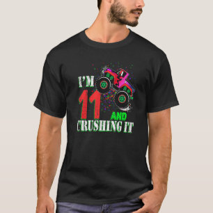 T-shirt Fille 11 ans 11e anniversaire Monster Camion Boy C