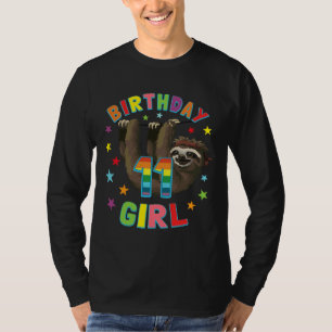 T-shirt Fille 11e anniversaire Sloth 11 année Vieux B Day