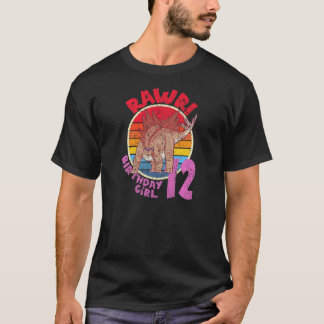 T-shirt Fille 12e anniversaire I Rawr Stegosaurus I Mat de