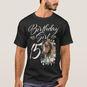 T-shirt Fille 15 ans Cheval 15 Ans Fête d'anniversaire
