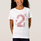 T-Shirt Fille 2e Anniversaire Fée Rose Numéro Deux (Devant)