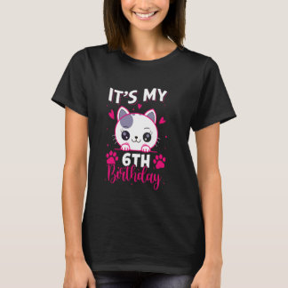 T-shirt Fille 6 Ans Anniversaire Chat Pour Fille C'est Mon