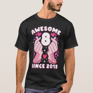T-shirt Fille 8e anniversaire, né 2015, coeur K-pop, Saran