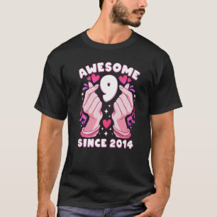 T-shirt Fille 9e anniversaire, né 2014, coeur K-pop, Saran