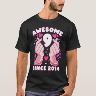 T-shirt Fille 9e anniversaire, né 2014, coeur K-pop, Saran
