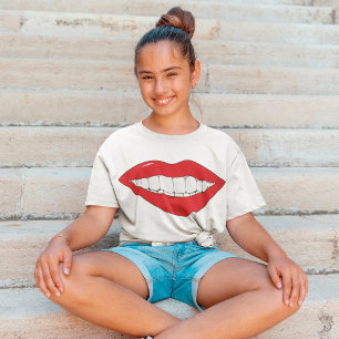 T-shirt fille à bouche souriante