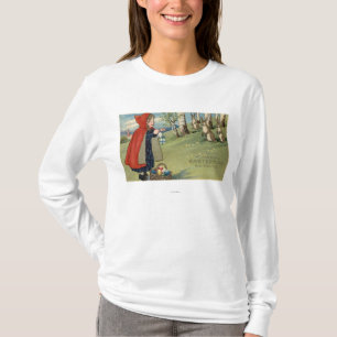 T-shirt Fille à capuchon rouge remettant des oeufs aux