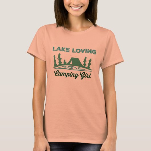 T-shirt fille affectueuse de camping de lac (Devant)