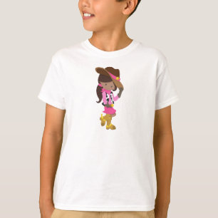 T-shirt Fille Africaine Américaine, Cowgirl, Sheriff, West