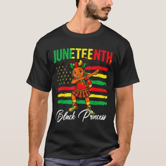 T-shirt Fille afro Juneteenth faisant un dab princesse noi (Devant)