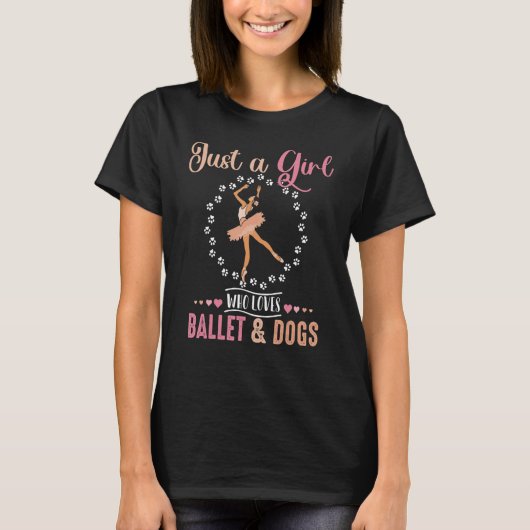 T-shirt Fille Aime Ballet Et Chiens Danse Ballerina (Devant)