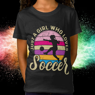 T-Shirt Fille Aime Football Coucher de soleil coloré