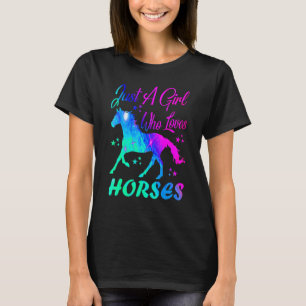 T-shirt Fille aime les chevaux aquarelle