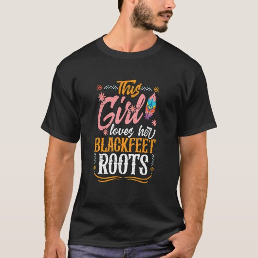T-shirt Fille Aime Ses Pieds Noirs Racines Native American (Devant)