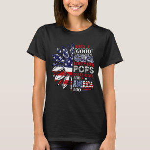 T-shirt Fille Aime Ses Pops Et Aime Jésus Et L'Amérique Su