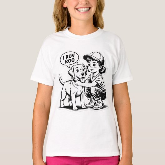 T-SHIRT FILLE AIME SON CHIEN (Devant)