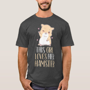 T-shirt Fille aime son hamster Kawaii Animaux de compagnie
