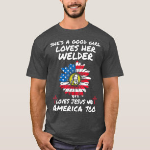 T-shirt Fille Aime Son Soudeur Fier Souder T Chemises Pour