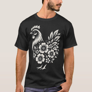 T-shirt Fille amateur de fleurs de poulet Maman mignonne F