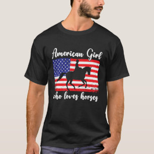 T-shirt Fille américaine qui aime l'équitation de chevaux