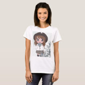 T-shirt fille anime avec des fleurs (Devant entier)