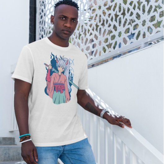 T-shirt Fille Anime Avec Katana