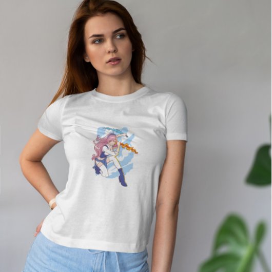 T-shirt Fille Anime Feu Et Eau Épées
