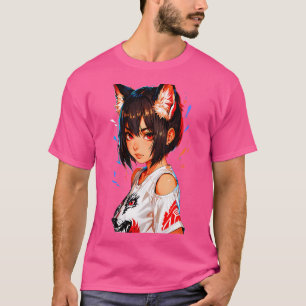 T-shirt Fille Anime Fierce Avec Oreilles Et Loups De Renar