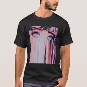 T-shirt Fille Anime Triste Aesthetic Vaporwave Anime Yeux