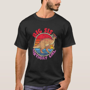 T-shirt Fille Anniversaire I Big Sis I Parasaurolophus I F