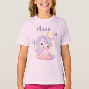 T-Shirt Fille Anniversaire Licorne – Nom Personnal