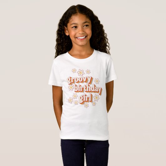 T-shirt fille anniversaire super | Retro Daisy Boh (Devant entier)